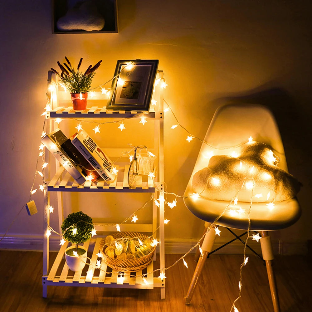 LED řetěz s hvězdami