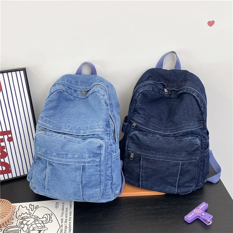 Denim školní batoh