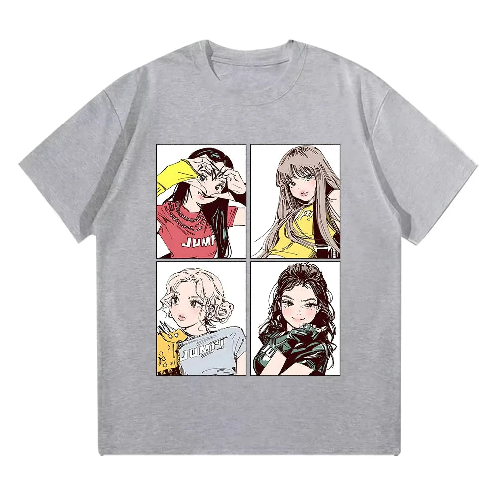 Dámské triko K-pop s potiskem, šedá
