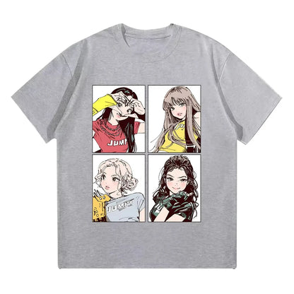 Dámské triko K-pop s potiskem, šedá