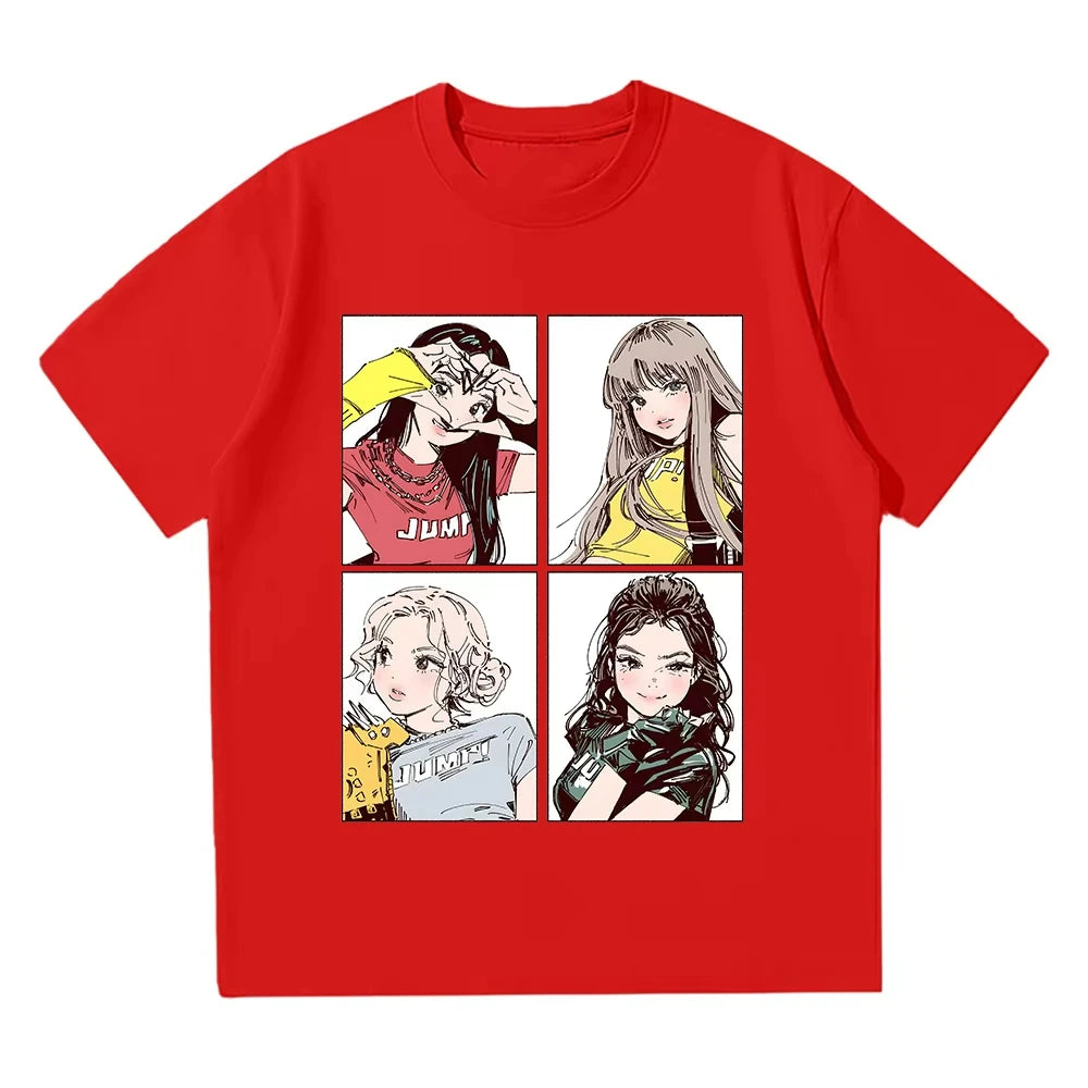 Dámské triko K-pop s potiskem, červená