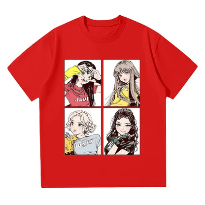 Dámské triko K-pop s potiskem, červená