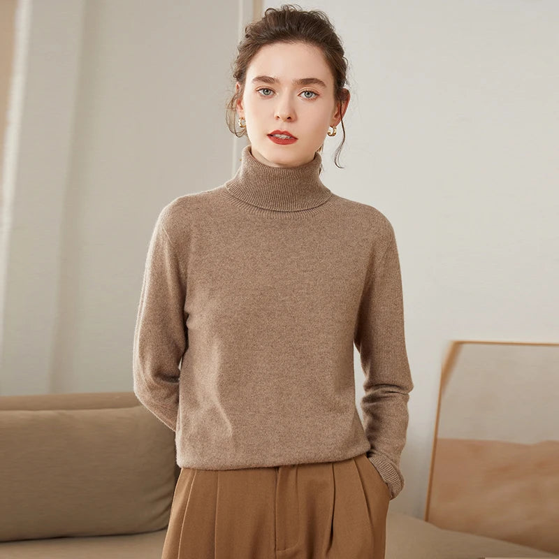 Dámský kašmírový svetr s rolákem