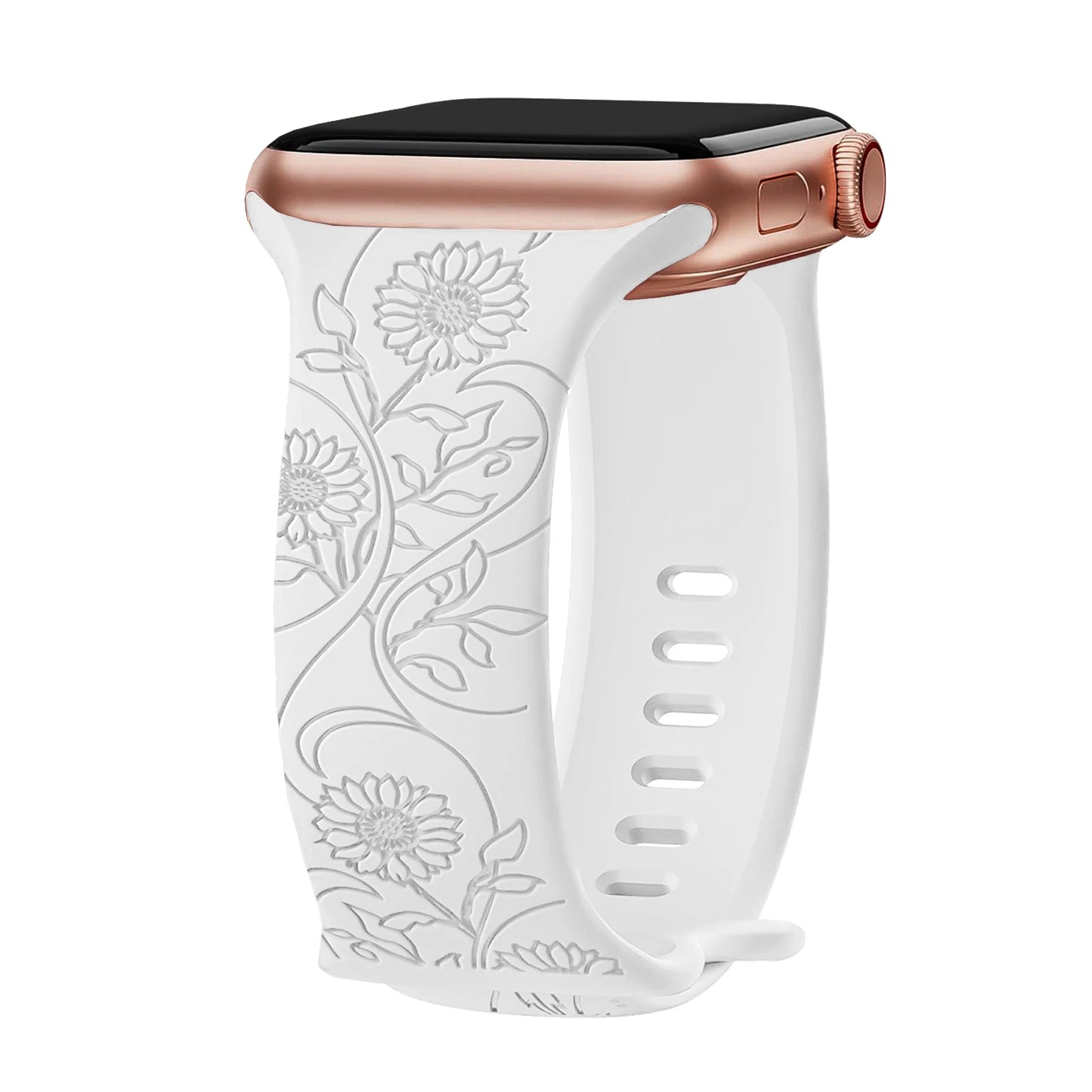 Silikonový řemínek s květinami na Apple Watch
