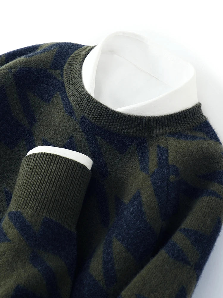 Pánský svetr se vzorem 100 % merino vlna