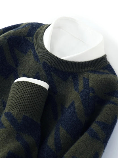 Pánský svetr se vzorem 100 % merino vlna