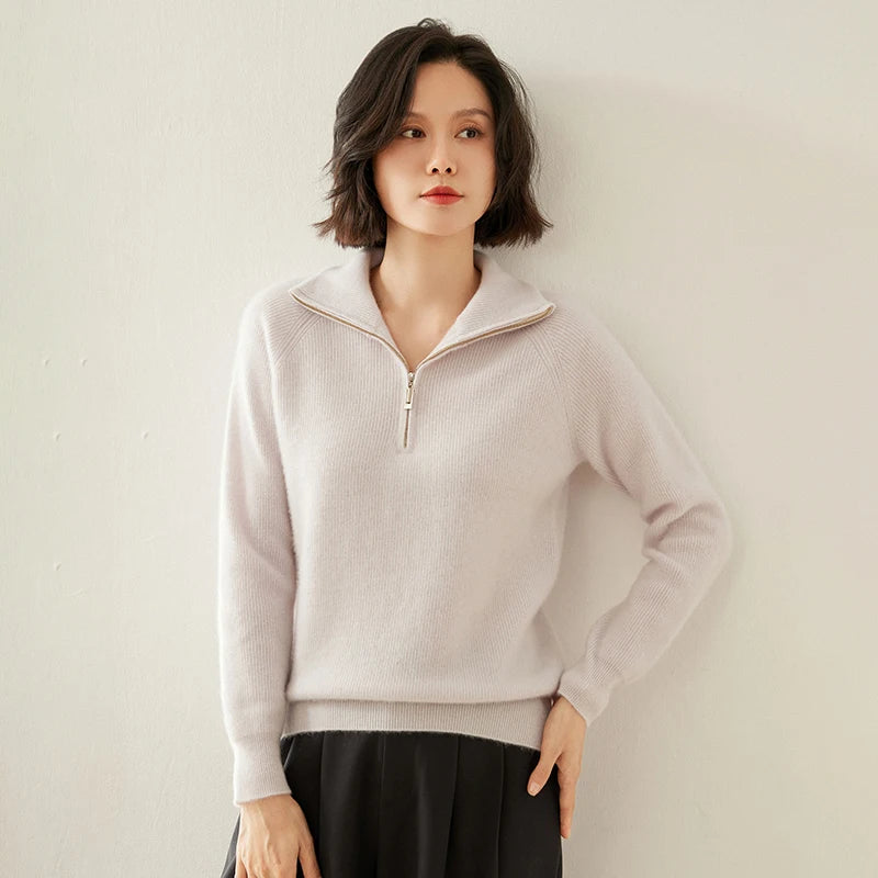 Dámský svetr z kašmíru se zipem