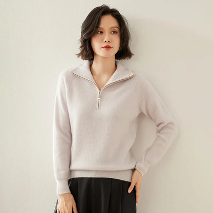 Dámský svetr z kašmíru se zipem