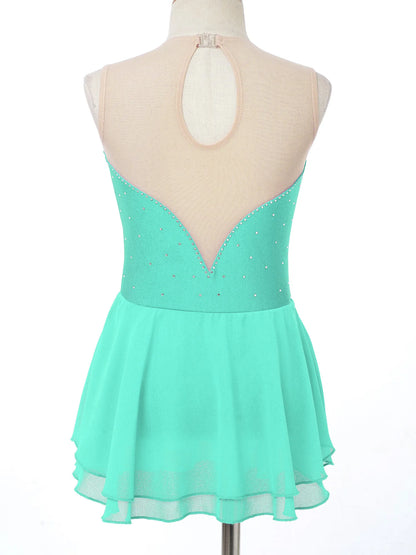 Dívčí šaty na krasobruslení s flitry