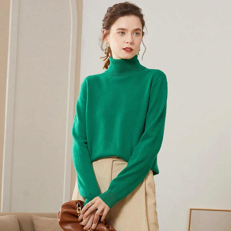 Dámský kašmírový svetr s rolákem