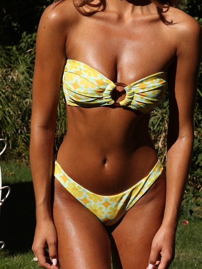 Dámské květinované brazilské bikiny