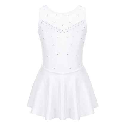 Dívčí šaty na krasobruslení bez rukávu