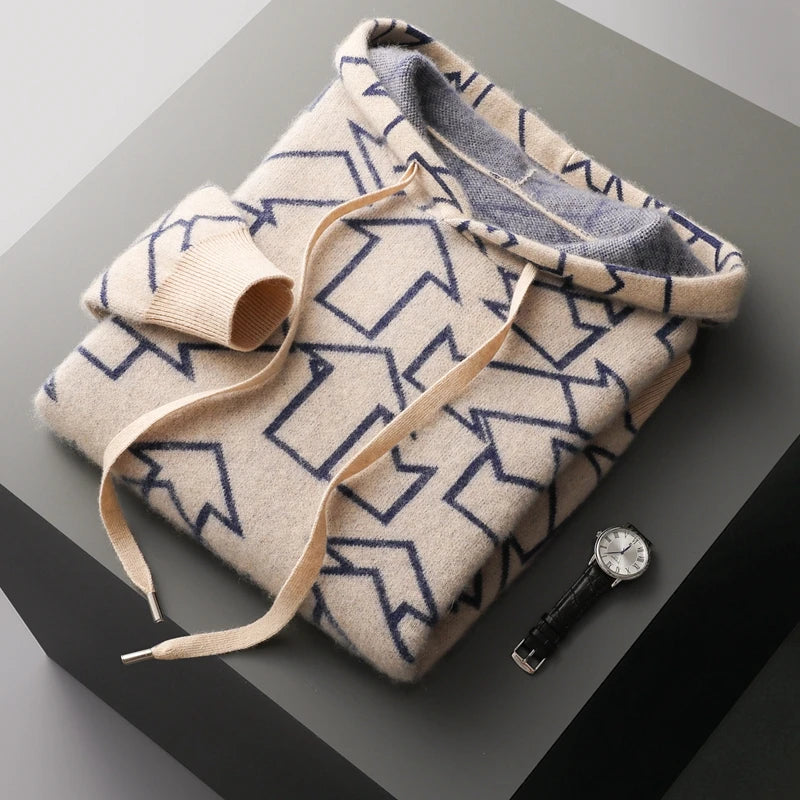 Pánský svetr s kapucí z kašmíru