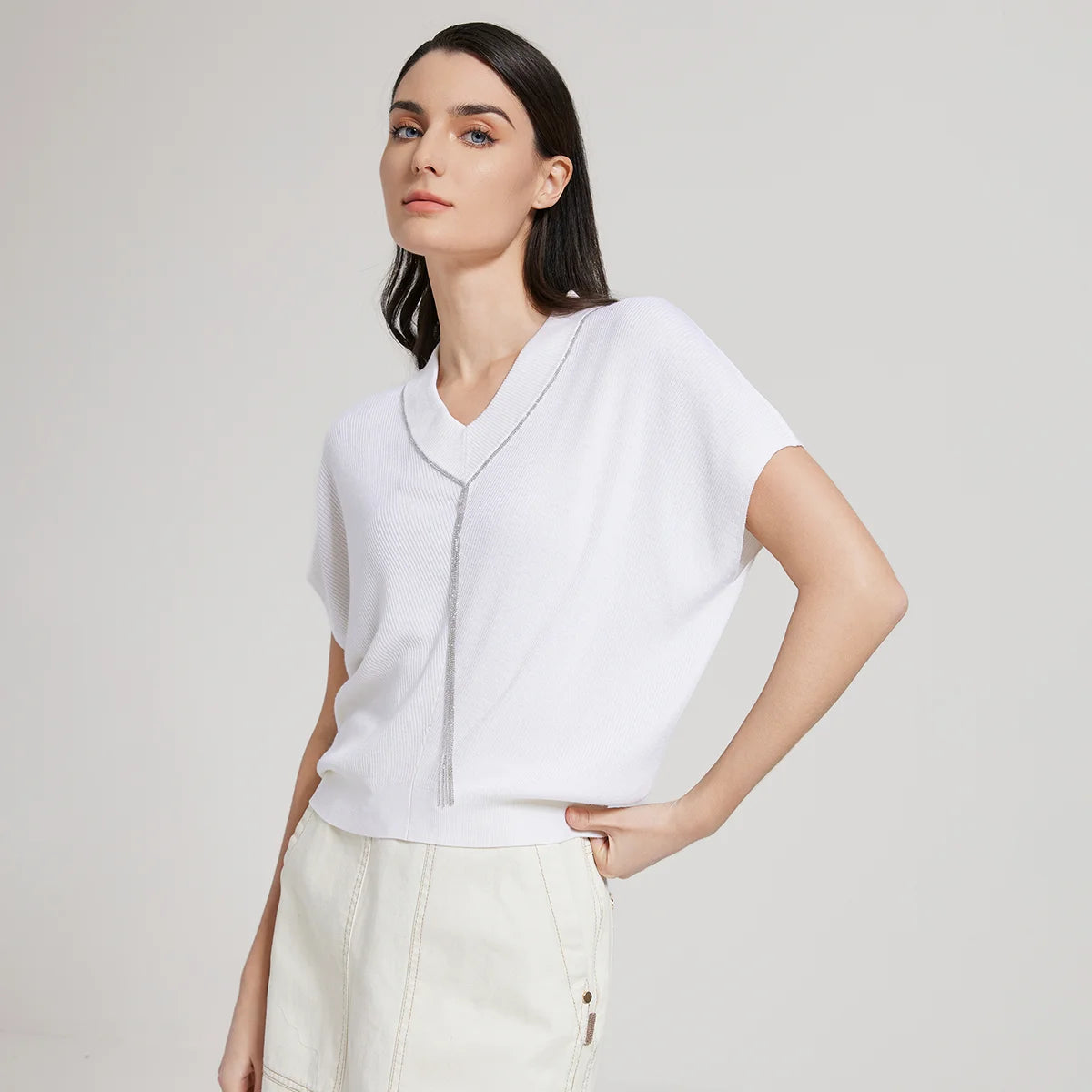 Dámský top z vlny a hedvábí