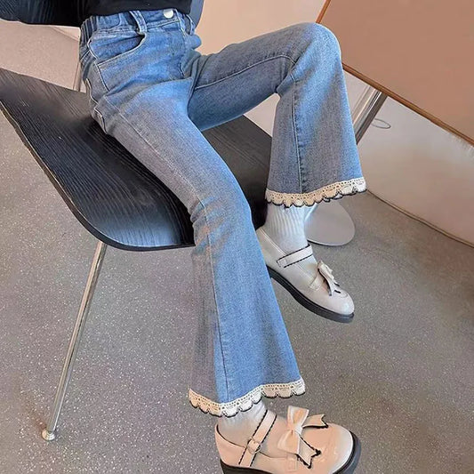 Dívčí džíny s krajkou