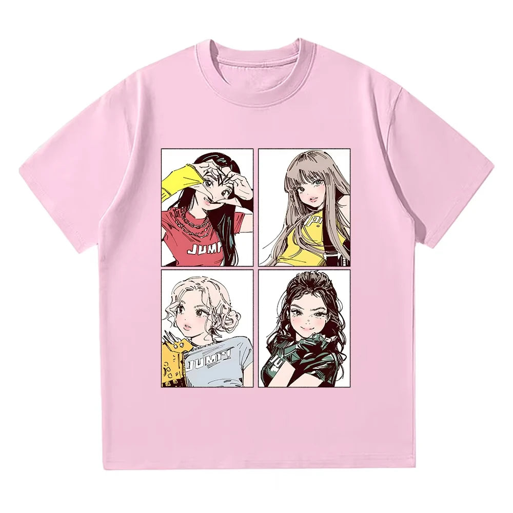 Dámské triko K-pop s potiskem, růžová