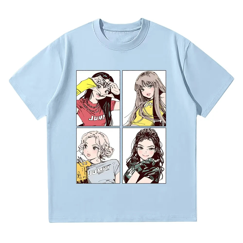 Dámské triko K-pop s potiskem, světle modrá