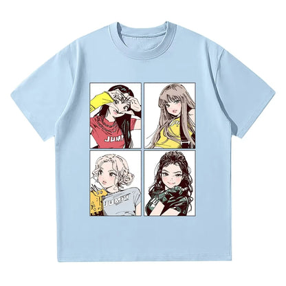 Dámské triko K-pop s potiskem, světle modrá