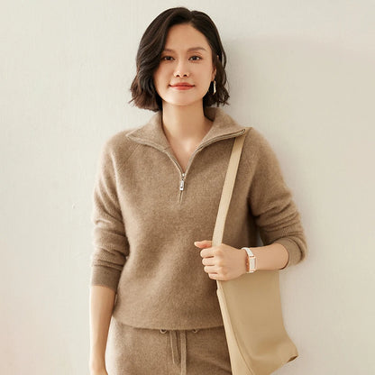 Dámský svetr z kašmíru se zipem