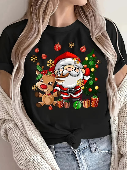 Vánoční dámské triko se Santou