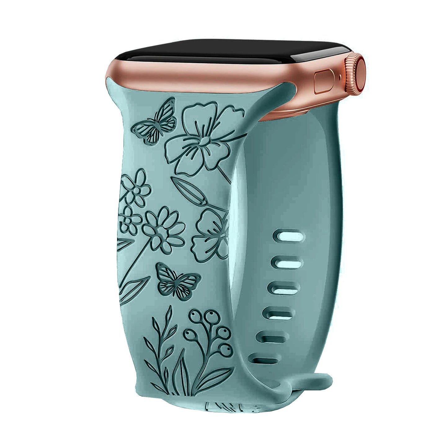 Silikonový řemínek s květinami na Apple Watch