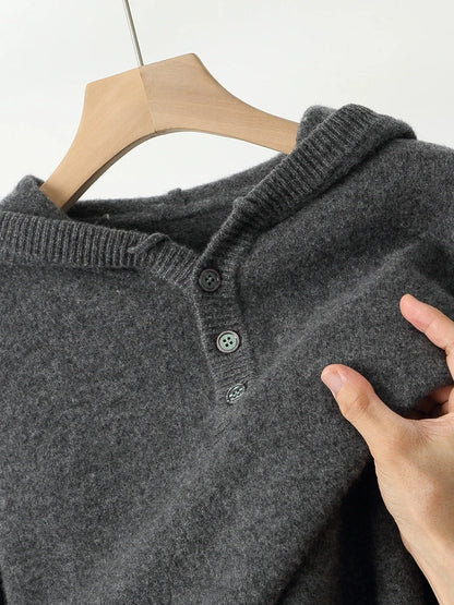Pánský svetr s kapucí 100 % merino vlna