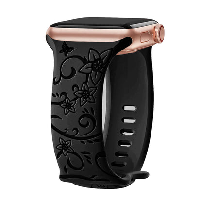 Silikonový řemínek s květinami na Apple Watch