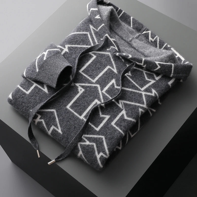 Pánský svetr s kapucí z kašmíru