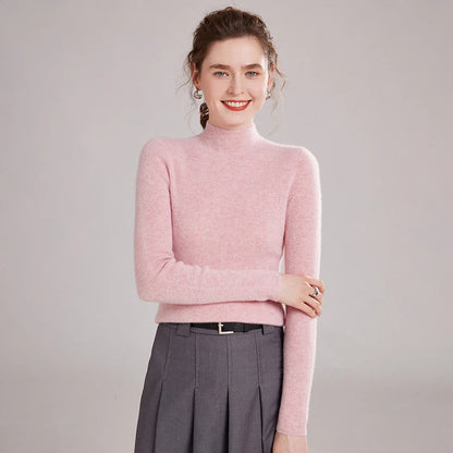 Dámský kašmírový svetr s polo rolákem