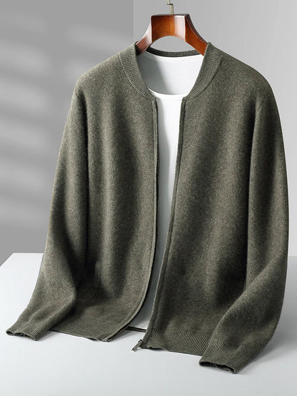Pánský svetr se zipem 100 % merino vlna