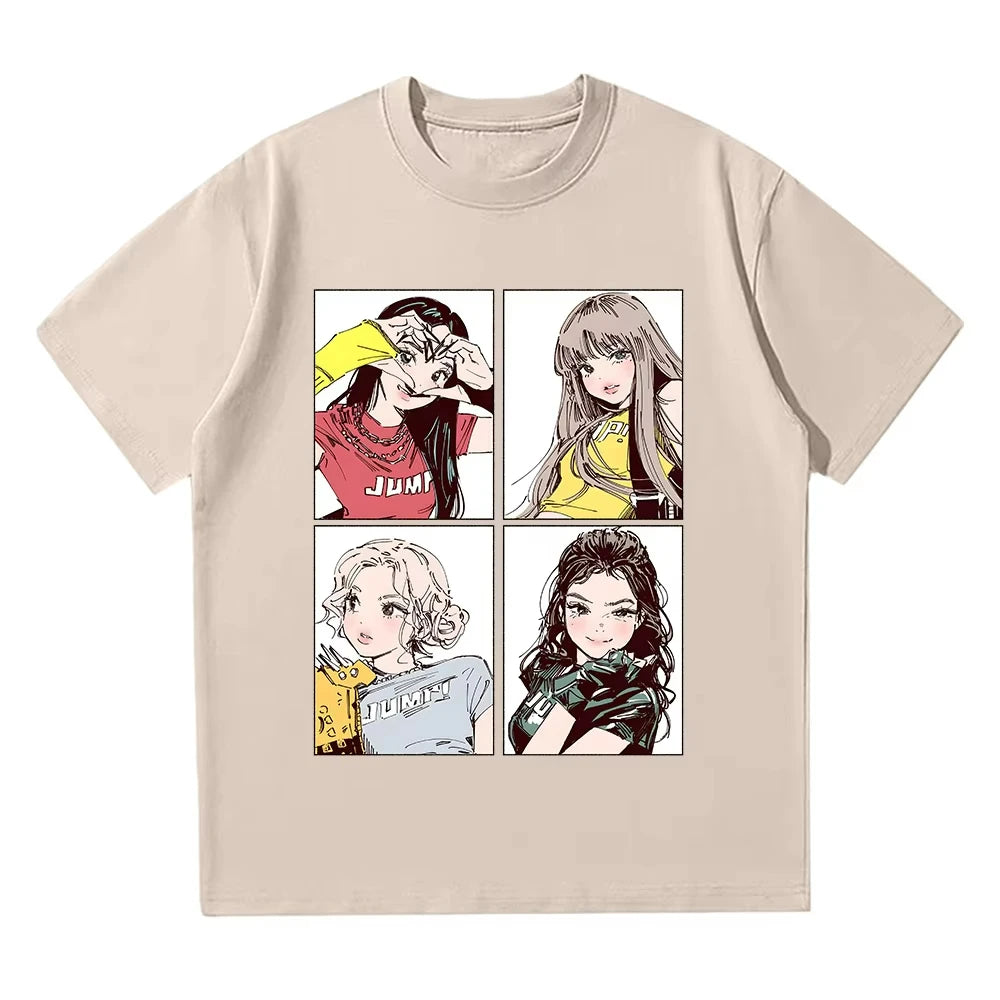 Dámské triko K-pop s potiskem, béžová