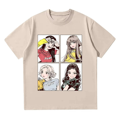 Dámské triko K-pop s potiskem, béžová