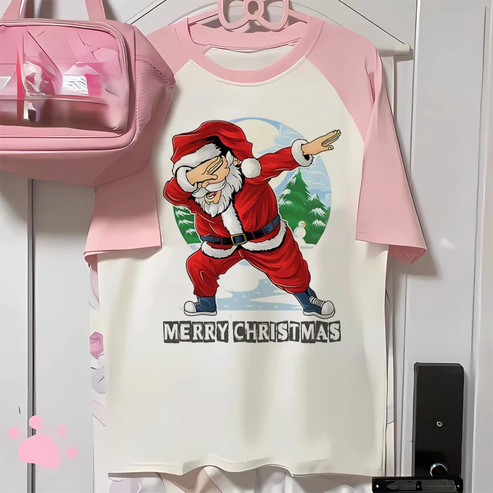 Dámské růžové vánoční triko