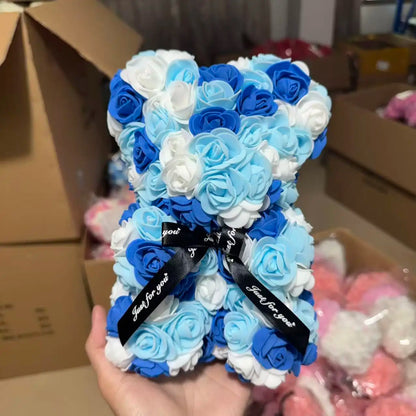 Umělý medvídek z růží 25 cm
