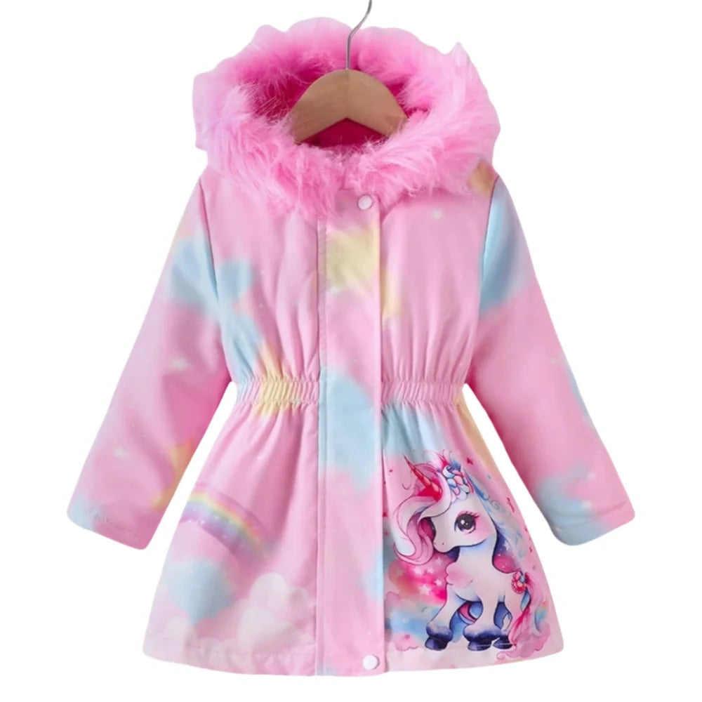 Dívčí zimní bunda s jednorožcem