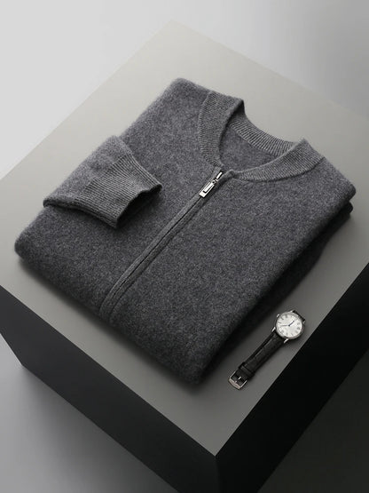 Pánský svetr se zipem 100 % merino vlna