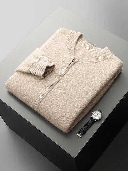 Pánský svetr se zipem 100 % merino vlna