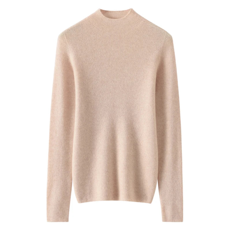 Dámský kašmírový svetr s polo rolákem