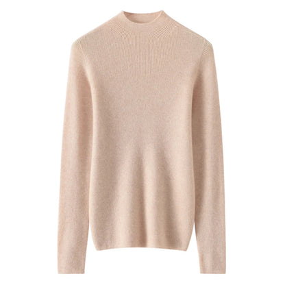 Dámský kašmírový svetr s polo rolákem