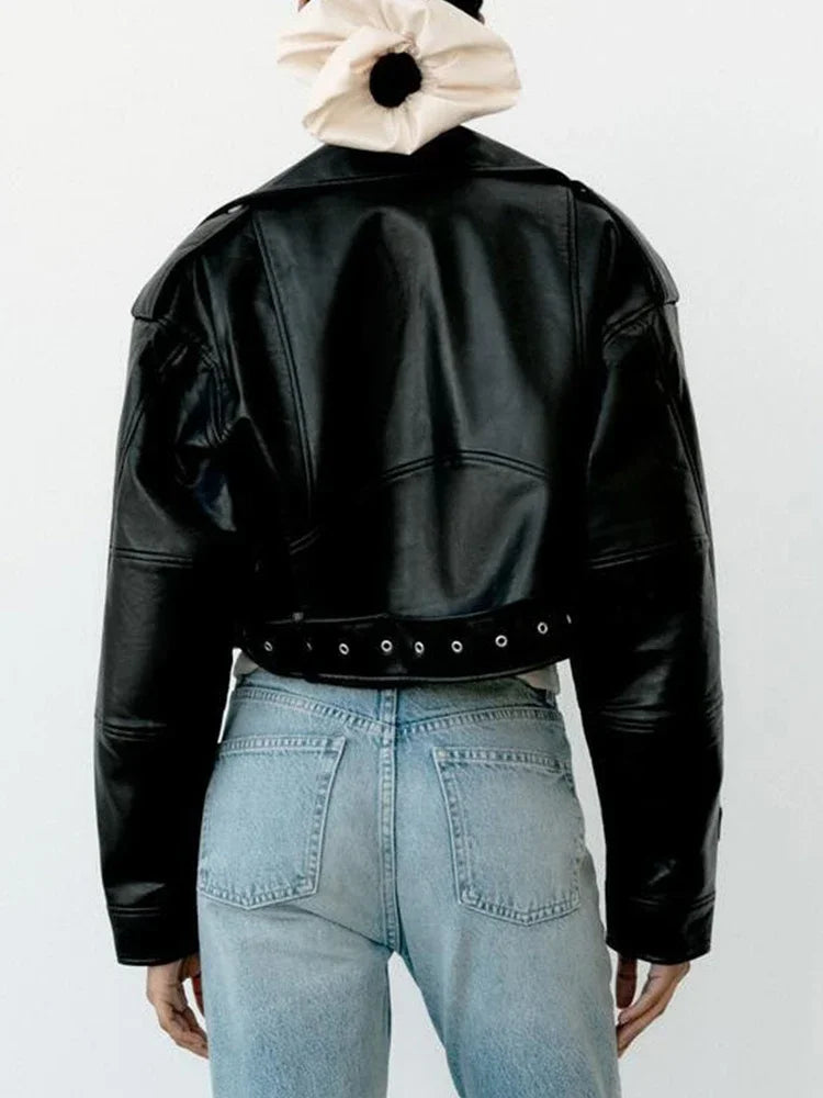 Dámská kožená oversized bunda