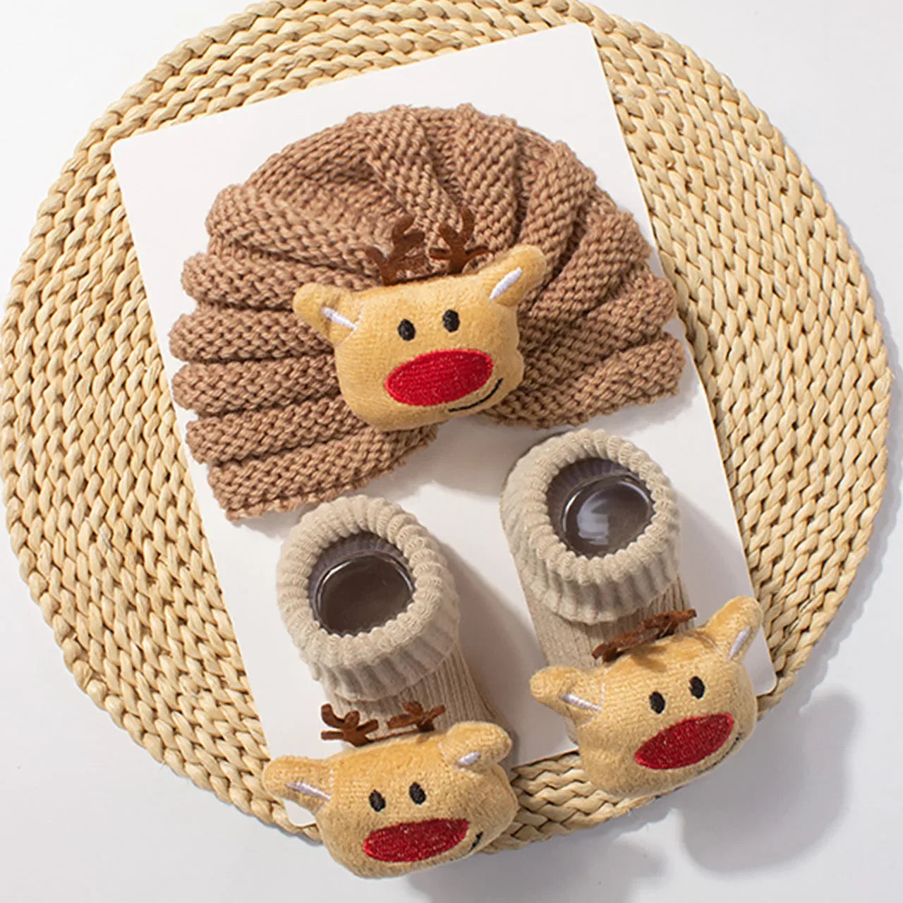 Vánoční čepice a ponožky pro miminka