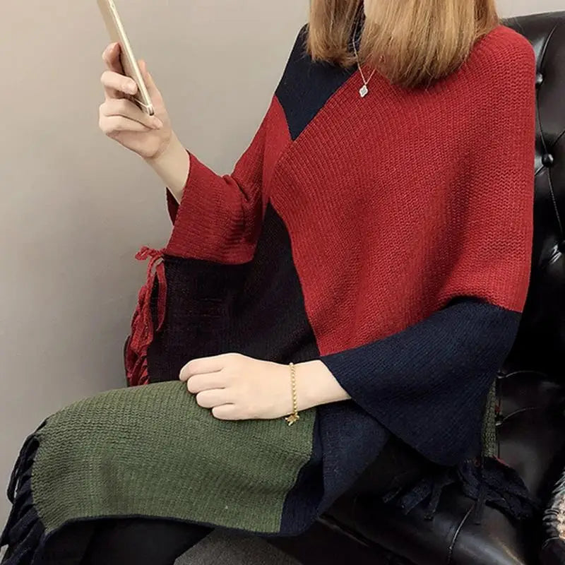 Dámské barevné pončo