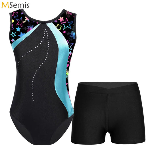 Dívčí trikot na gymnastiku s kraťasy