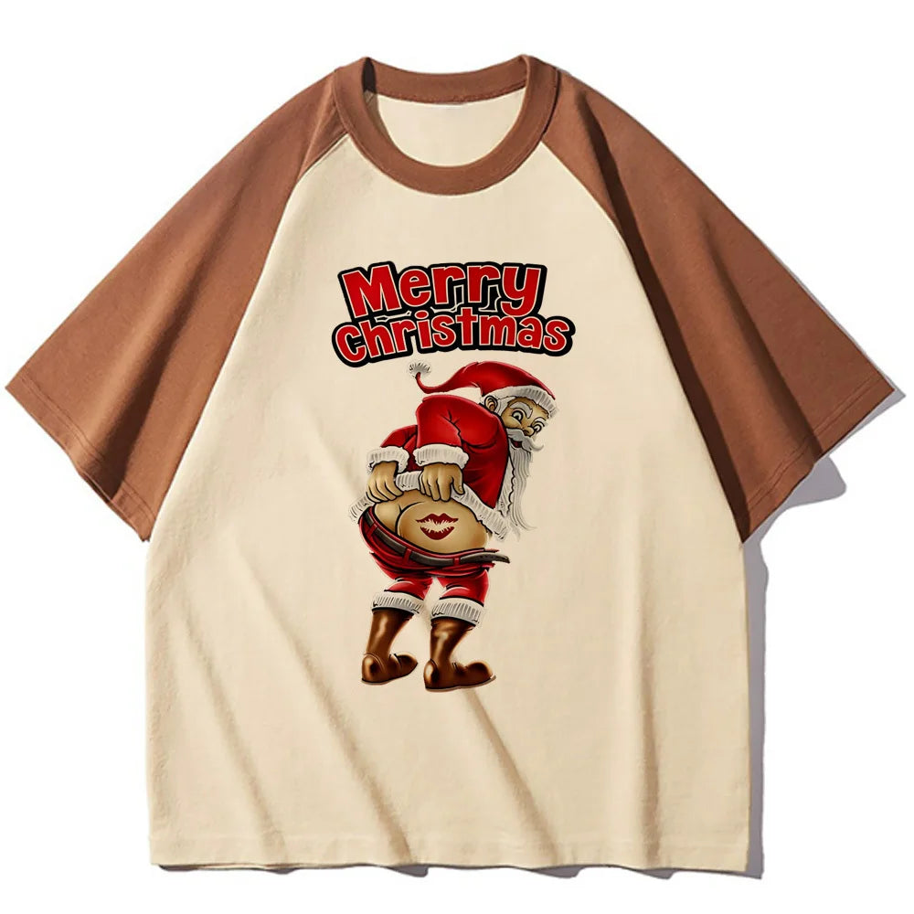 Unisex béžové triko se Santou