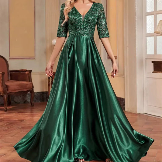 Dámské saténové plesové šaty