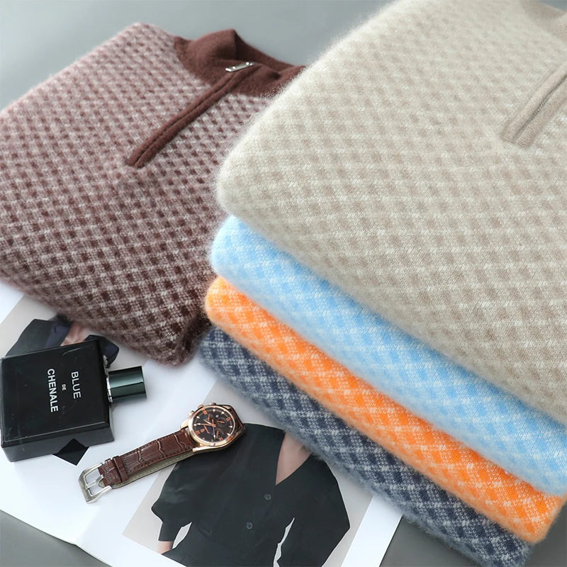 Pánský svetr se zipem z merino vlny