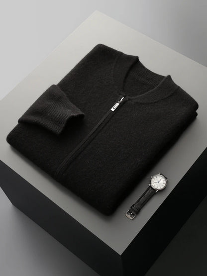 Pánský svetr se zipem 100 % merino vlna