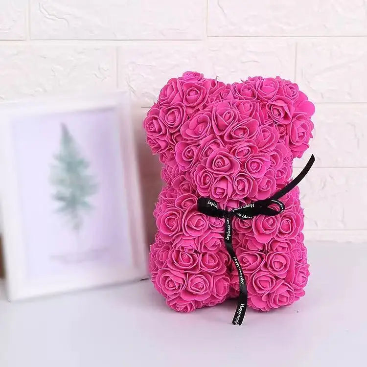 Umělý medvídek z růží 25 cm