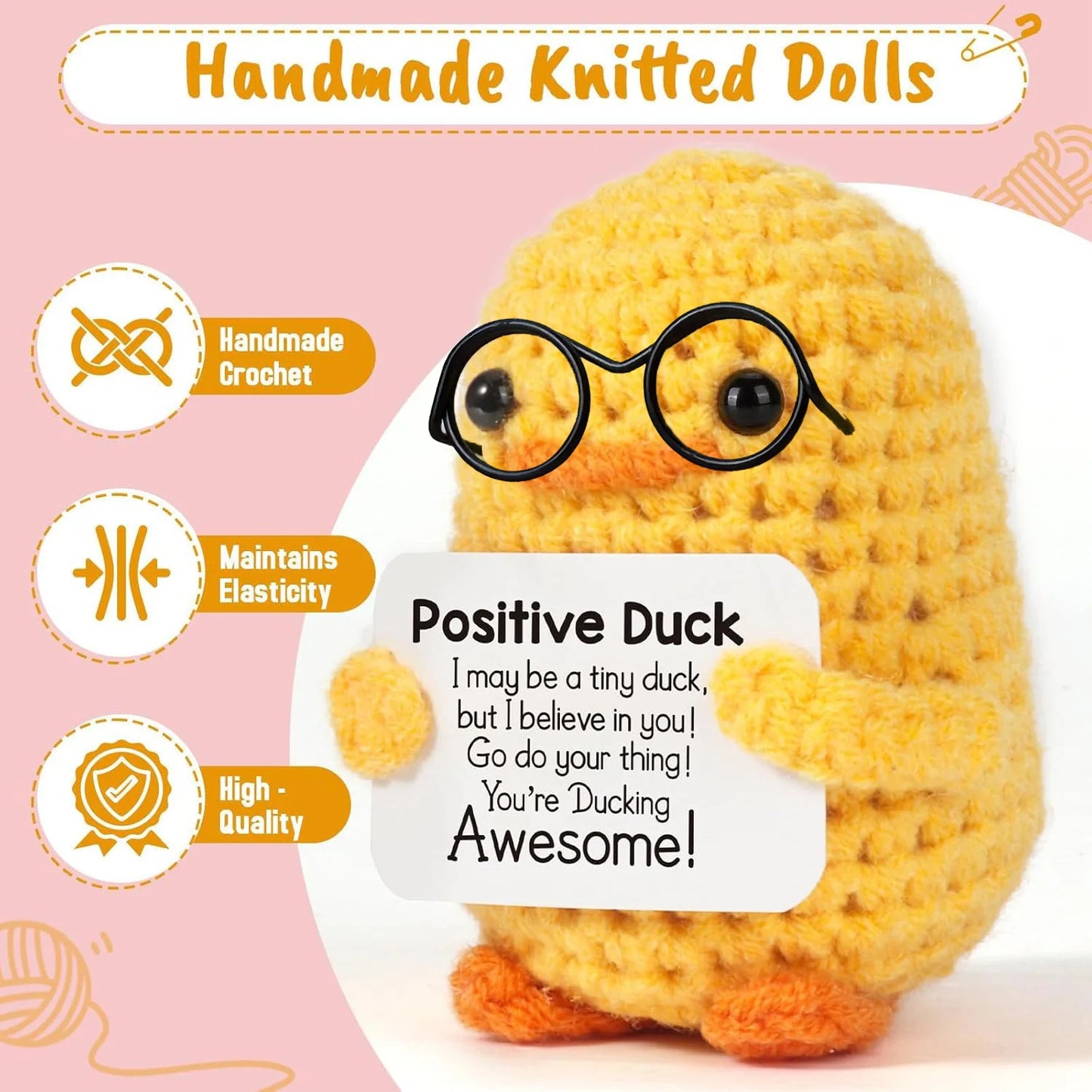 Háčkovaná hračka s pozitivní zprávou