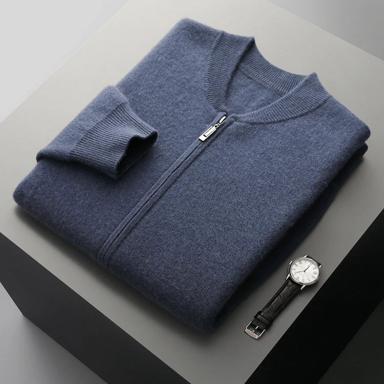 Pánský svetr se zipem 100 % merino vlna